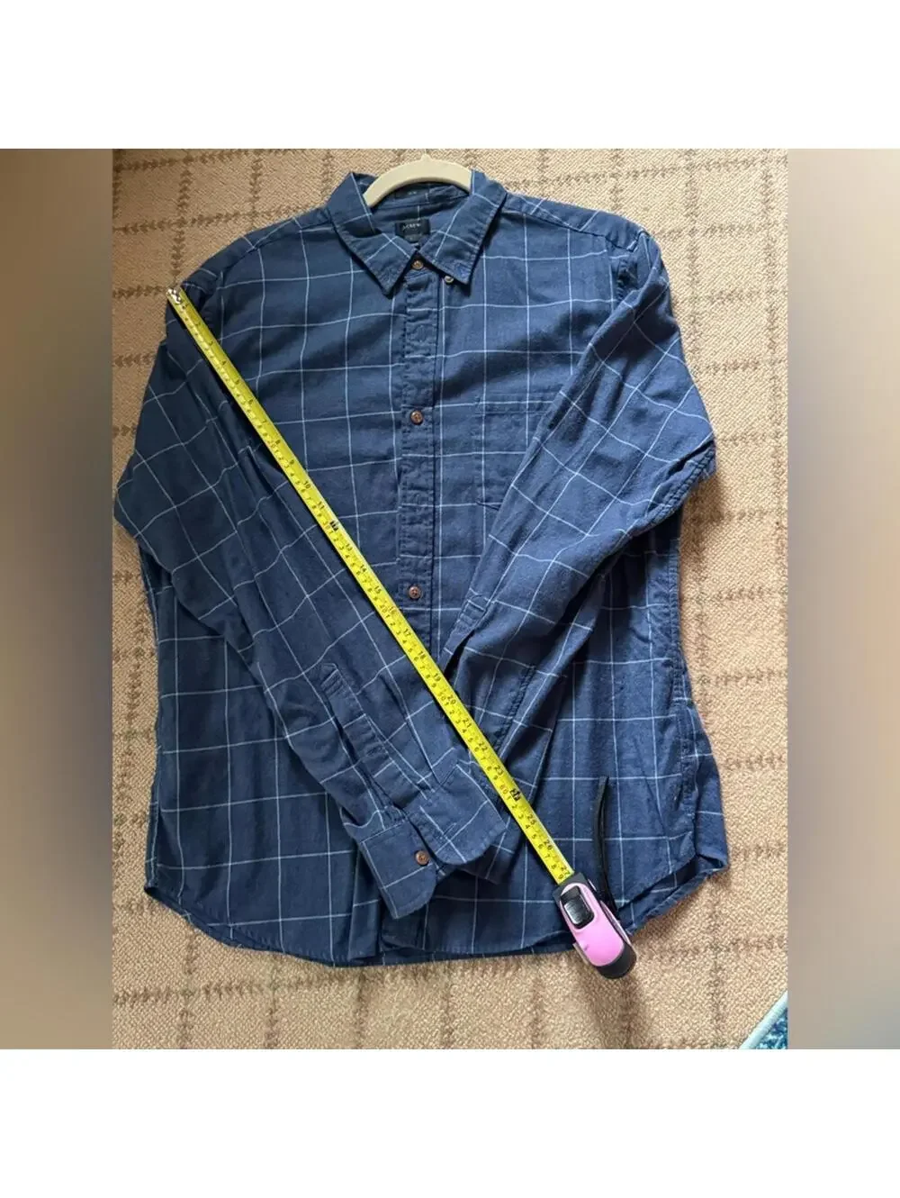 J. Crew SLIM FIT L navy check long sleeve button down shirt L